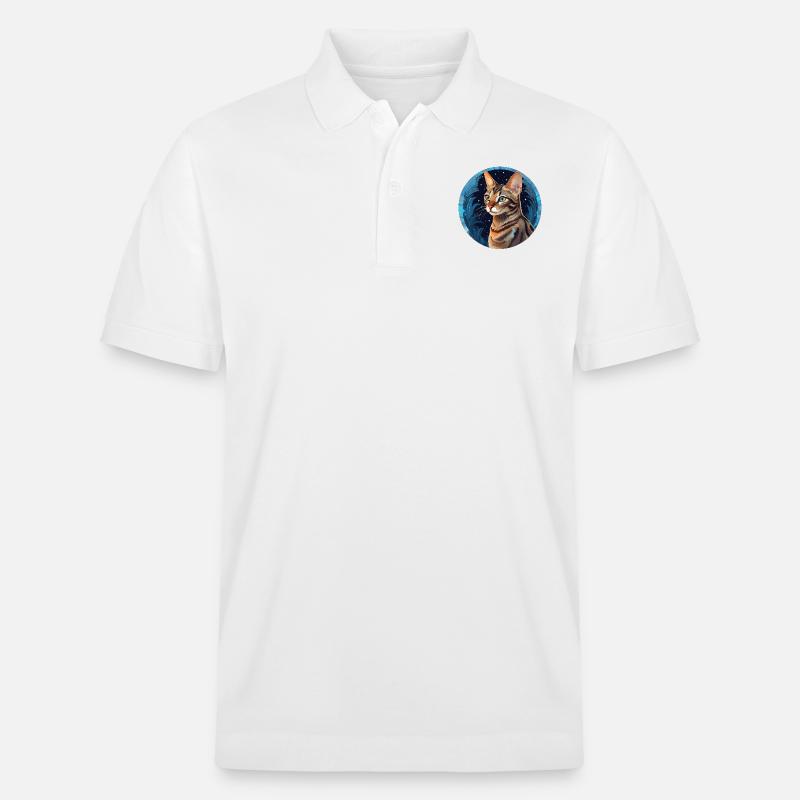Chat Ocicat - Polo PREPSTER bio Stanley/Stella Unisexe - blanc