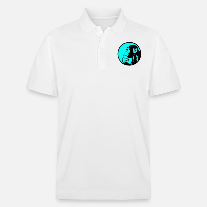 Denkender Affe Schimpanse - Stanley/Stella Unisex Bio-Poloshirt PREPSTER - Weiß