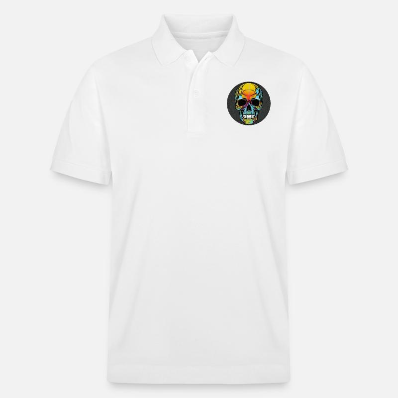 Skull bunt mit rand - Stanley/Stella Unisex Bio-Poloshirt PREPSTER - Weiß