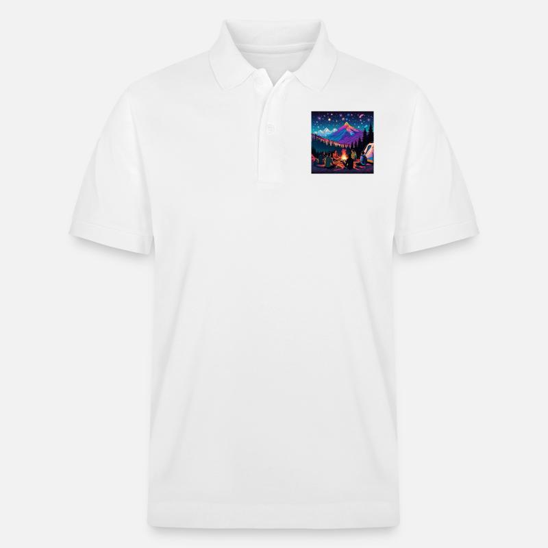 psychedelisches trippy Camping-Design - Stanley/Stella Unisex Bio-Poloshirt PREPSTER - Weiß