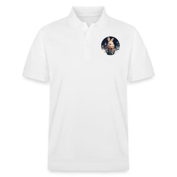 Kuscheliger Schnee-Hase - Stanley/Stella Unisex Bio-Poloshirt PREPSTER - Weiß - Vorne - Roxy (174cm) & Andy (188cm)