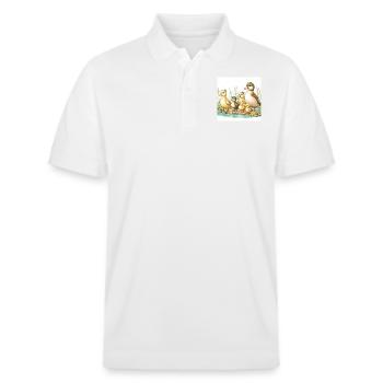 Entenfamilie am Teich - Stanley/Stella Unisex Bio-Poloshirt PREPSTER - Weiß - Vorne - Roxy (174cm) & Andy (188cm)