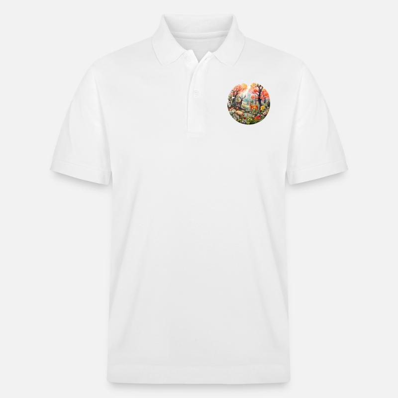 Frühlingswaldszene - Stanley/Stella Unisex Bio-Poloshirt PREPSTER - Weiß