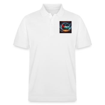 Stop the War and free Palestine - Stanley/Stella Unisex Bio-Poloshirt PREPSTER - Weiß - Vorne - Roxy (174cm) & Andy (188cm)