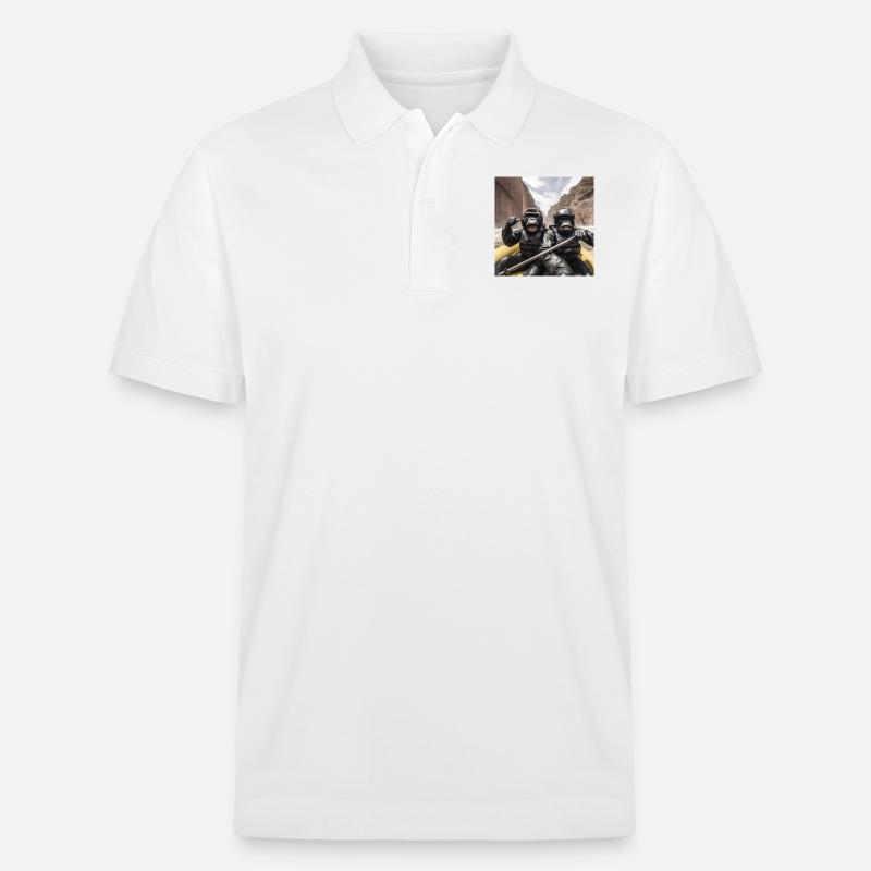 Rafting Gorillas - Stanley/Stella Unisex Bio-Poloshirt PREPSTER - Weiß