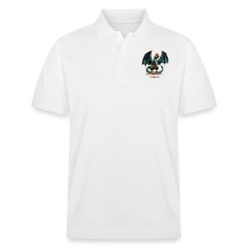 BASILIC DRAGON maléfique - Polo PREPSTER bio Stanley/Stella Unisexe - blanc - Devant - Roxy (174cm) & Andy (188cm)