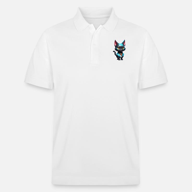 Katze Comic süß - Stanley/Stella Unisex Bio-Poloshirt PREPSTER - Weiß