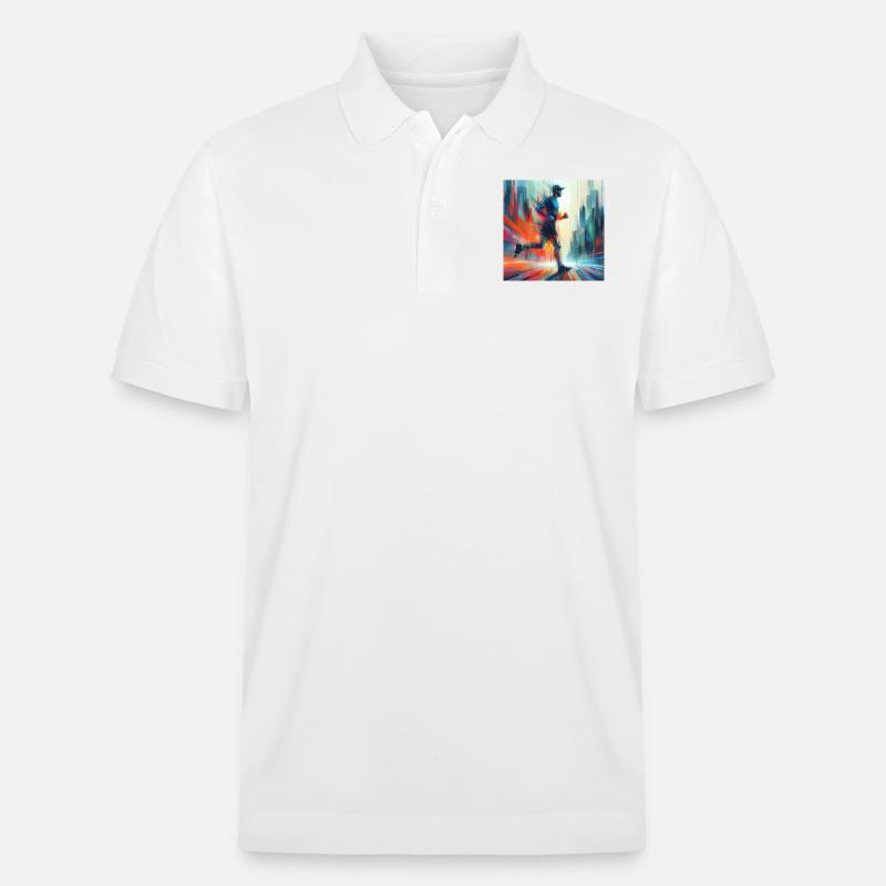 Laufender Mann 4 - Stanley/Stella Unisex Bio-Poloshirt PREPSTER - Weiß