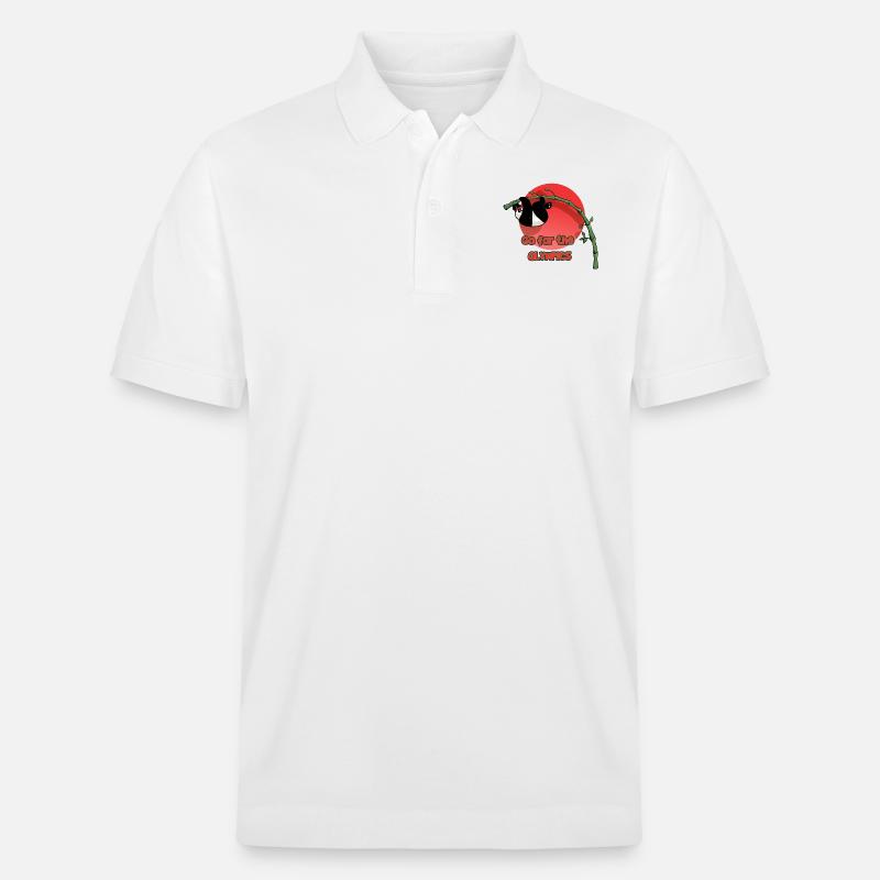 Panda Stabhochspringer (Textversion) - Stanley/Stella Unisex Bio-Poloshirt PREPSTER - Weiß