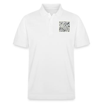 Geometrisches Muster - Stanley/Stella Unisex Bio-Poloshirt PREPSTER - Weiß - Vorne - Roxy (174cm) & Andy (188cm)