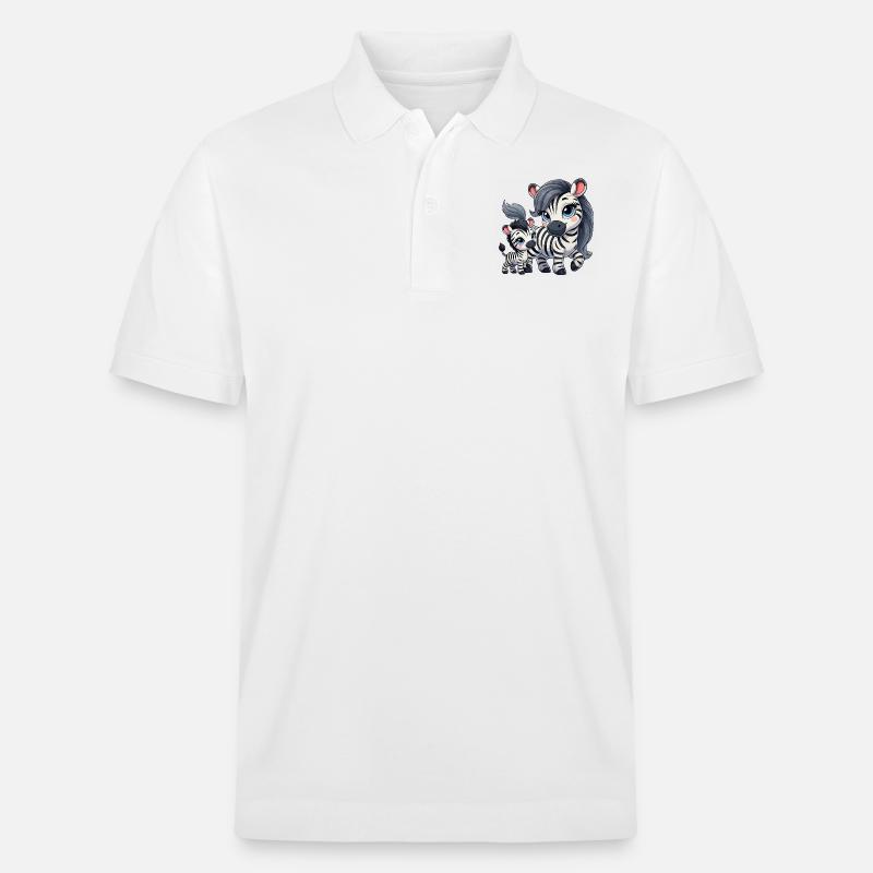 Zebra-Mutter mit Kind - Stanley/Stella Unisex Bio-Poloshirt PREPSTER - Weiß
