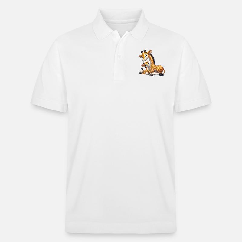 Giraffenmutter mit Kind - Stanley/Stella Unisex Bio-Poloshirt PREPSTER - Weiß
