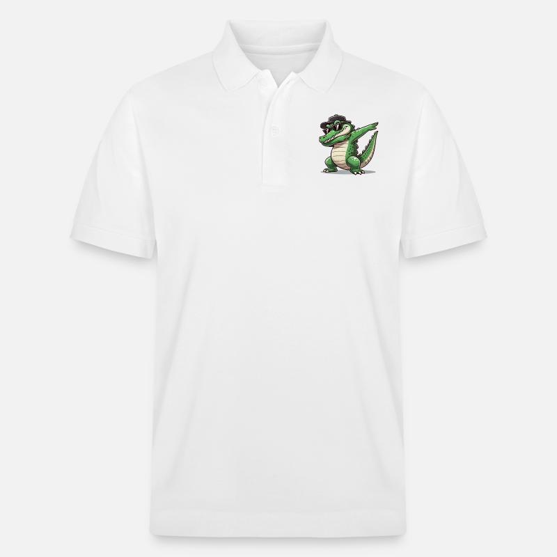 krokodil comic dabbing - Stanley/Stella Unisex Bio-Poloshirt PREPSTER - Weiß