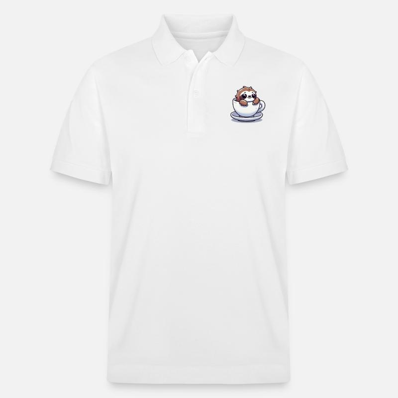 Faultier Kaffeetasse - Stanley/Stella Unisex Bio-Poloshirt PREPSTER - Weiß