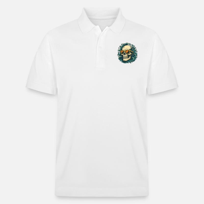 Wave Rider – Skull Vibes - Stanley/Stella Unisex Bio-Poloshirt PREPSTER - Weiß