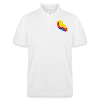 Regenbogen-Frauengesicht: 3D-stromlinienförmiges Design - Stanley/Stella Unisex Bio-Poloshirt PREPSTER - Weiß - Vorne - Roxy (174cm) & Andy (188cm)