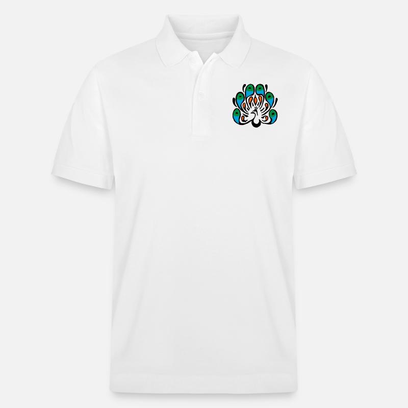 pfau in Farbe - Stanley/Stella Unisex Bio-Poloshirt PREPSTER - Weiß