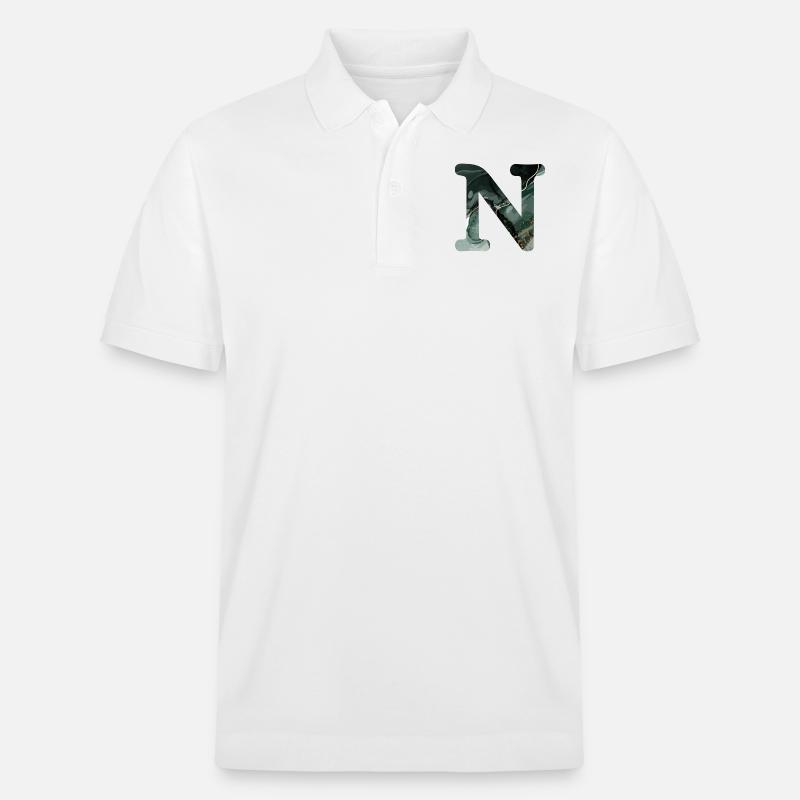 Grün marmorierter Buchstabe n - Stanley/Stella Unisex Bio-Poloshirt PREPSTER - Weiß