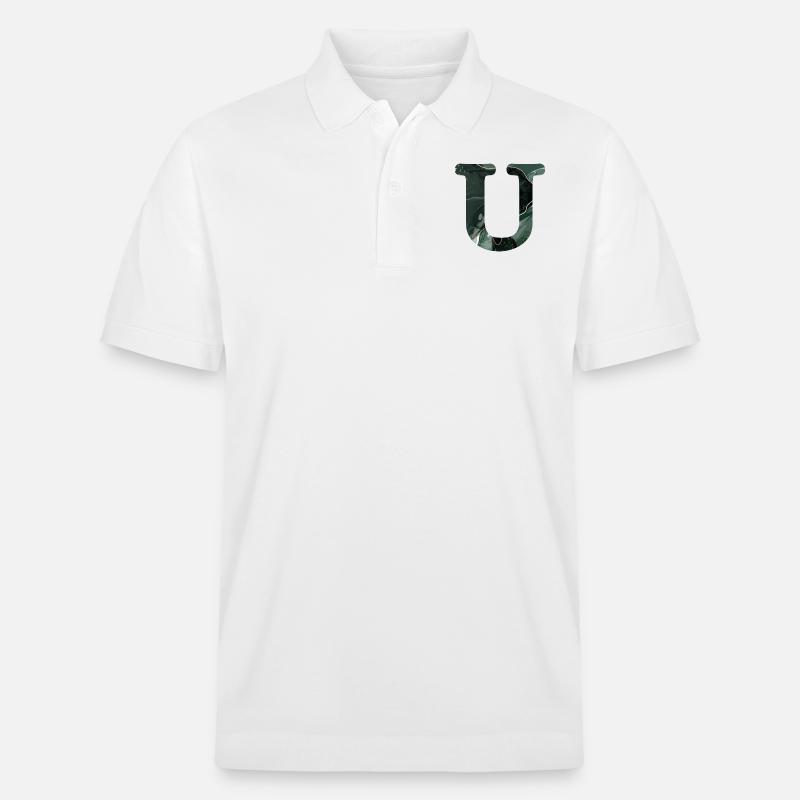 Lettre u marbré vert - Polo PREPSTER bio Stanley/Stella Unisexe - blanc
