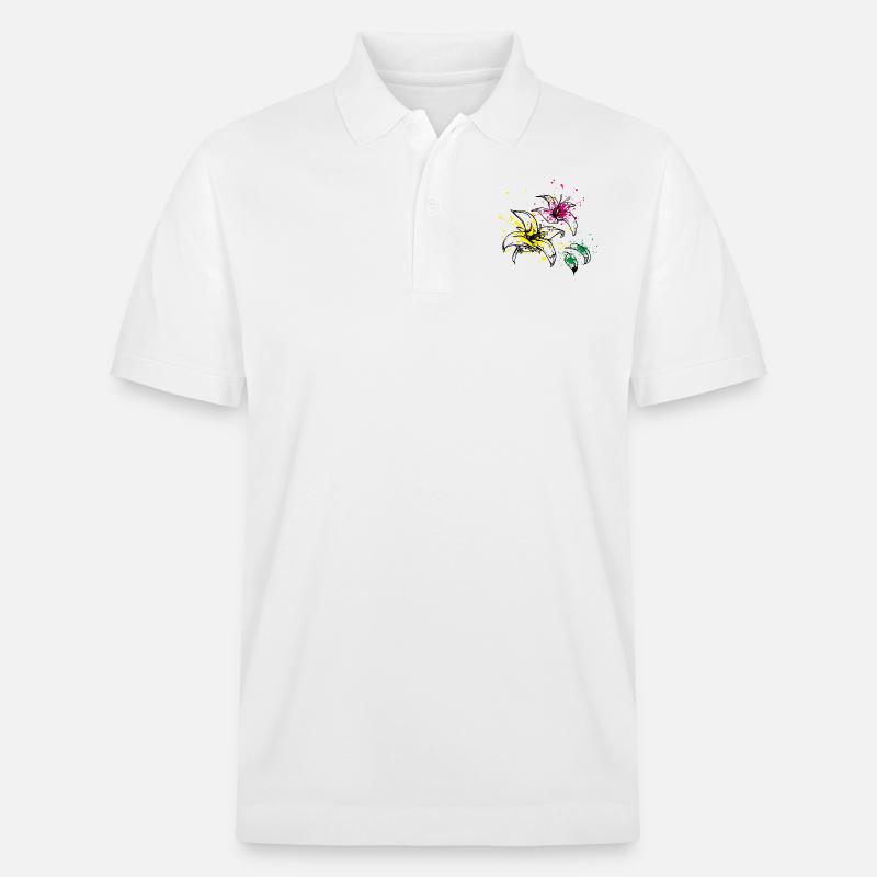 blüten splash - Stanley/Stella Unisex Bio-Poloshirt PREPSTER - Weiß