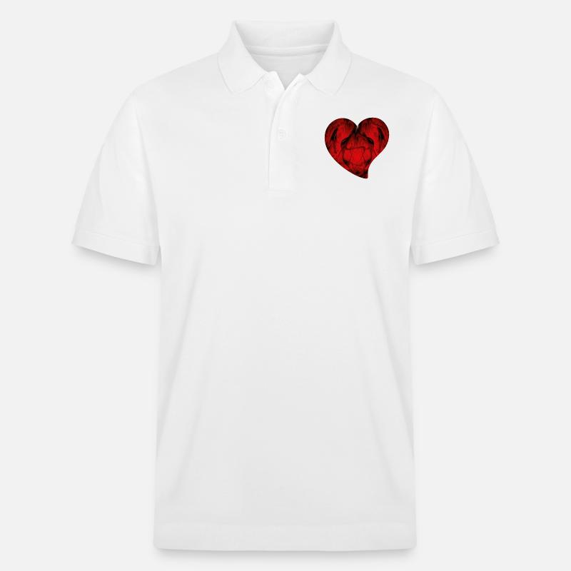 Fraktal - Rotes Herz - Stanley/Stella Unisex Bio-Poloshirt PREPSTER - Weiß