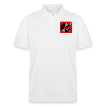 Schallplattenspieler Turntable Geschenkidee - Stanley/Stella Unisex Bio-Poloshirt PREPSTER - Weiß - Vorne - Roxy (174cm) & Andy (188cm)