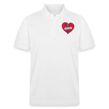Patch cœur brisé - Polo PREPSTER bio Stanley/Stella Unisexe - blanc - Devant - Roxy (174cm) & Andy (188cm)