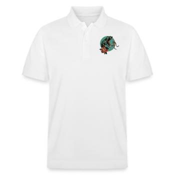 serpent rose fleur vipere cobra langue 403 A - Polo PREPSTER bio Stanley/Stella Unisexe - blanc - Devant - Roxy (174cm) & Andy (188cm)