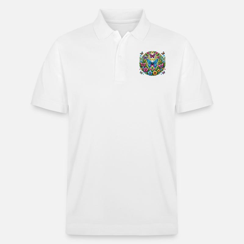 Schmetterlinge 2 - Stanley/Stella Unisex Bio-Poloshirt PREPSTER - Weiß
