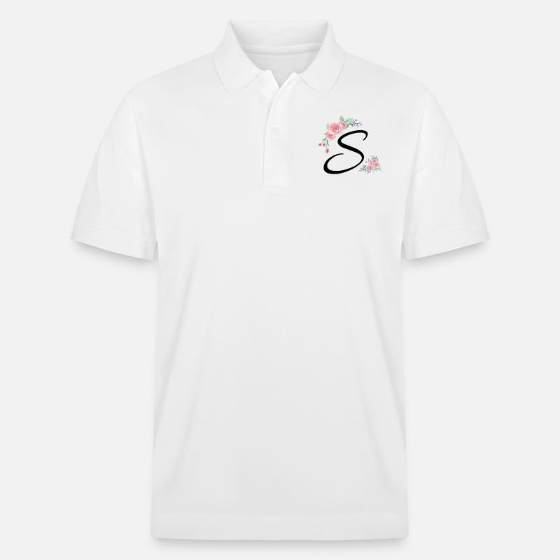 Lettre s fleurs - Polo PREPSTER bio Stanley/Stella Unisexe - blanc