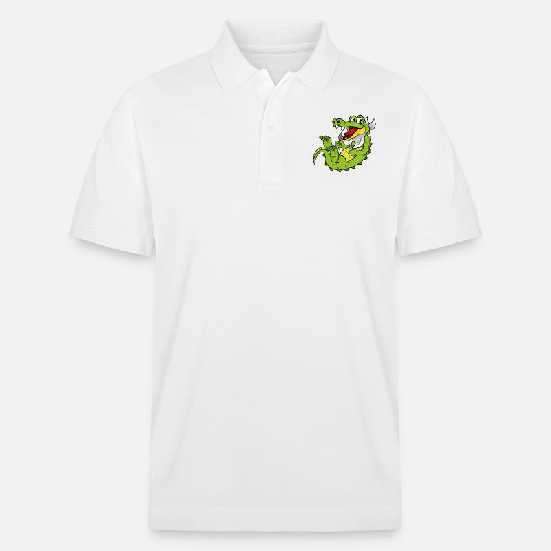 Crocodile caiman reptiles animaux - Polo PREPSTER bio Stanley/Stella Unisexe - blanc