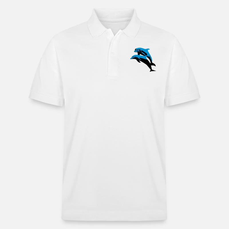 Delfin, Delfine - Dolphin - Stanley/Stella Unisex Bio-Poloshirt PREPSTER - Weiß