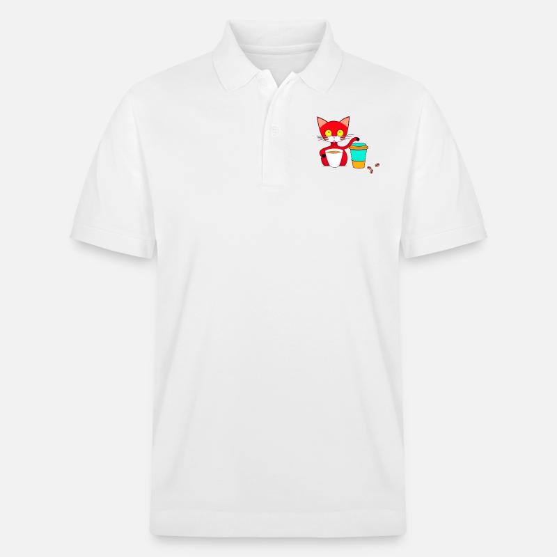 chat et café - Polo PREPSTER bio Stanley/Stella Unisexe - blanc