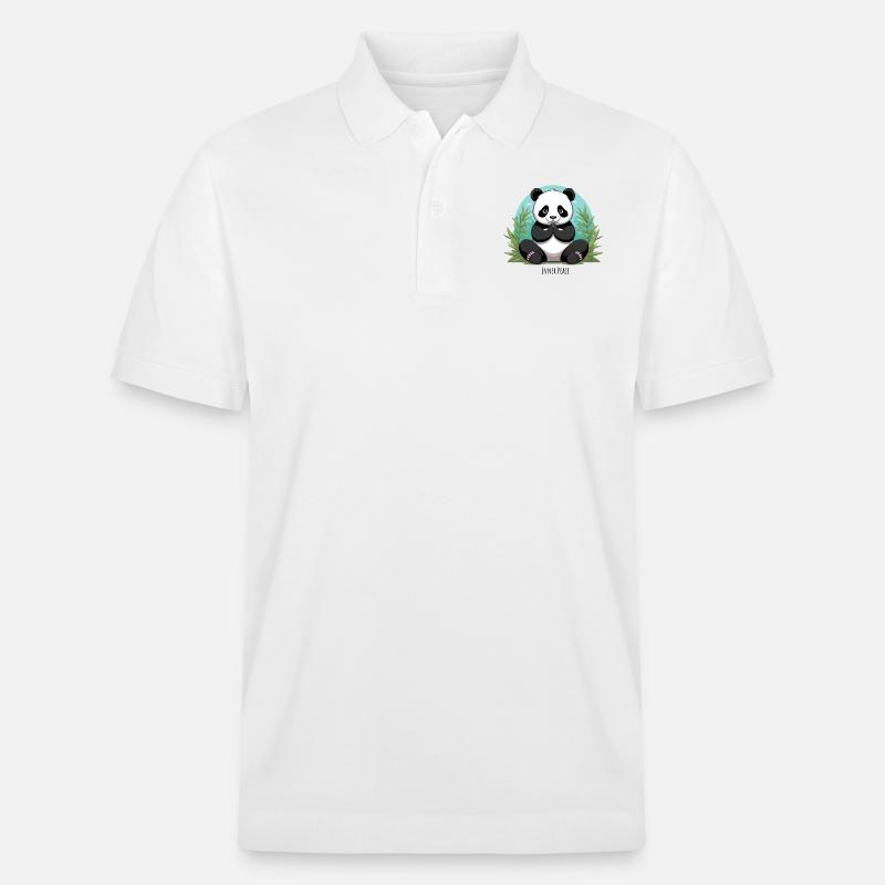 Paix intérieure – Panda méditant - Polo PREPSTER bio Stanley/Stella Unisexe - blanc