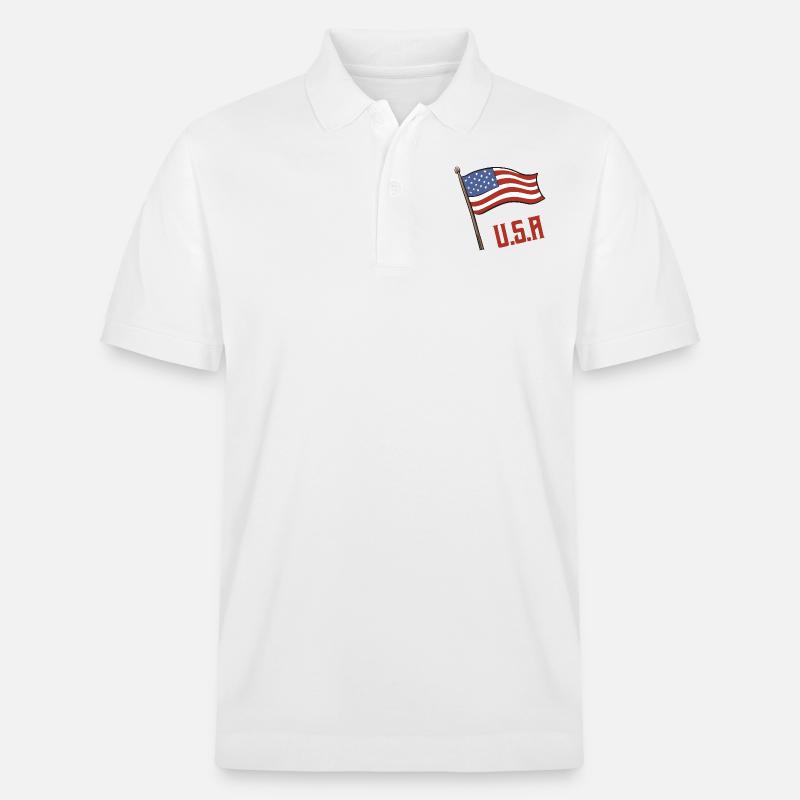 Drapeau des États-Unis - Polo PREPSTER bio Stanley/Stella Unisexe - blanc