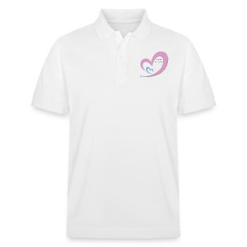 Ein Herz für deinen Herzensweg - Stanley/Stella Unisex Bio-Poloshirt PREPSTER - Weiß - Vorne - Roxy (174cm) & Andy (188cm)