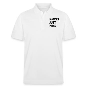 Kmoet just niks, Antwerps dialect Shirts - Stanley/Stella uniseks bio poloshirt PREPSTER - wit - Voor - Roxy (174cm) & Andy (188cm)