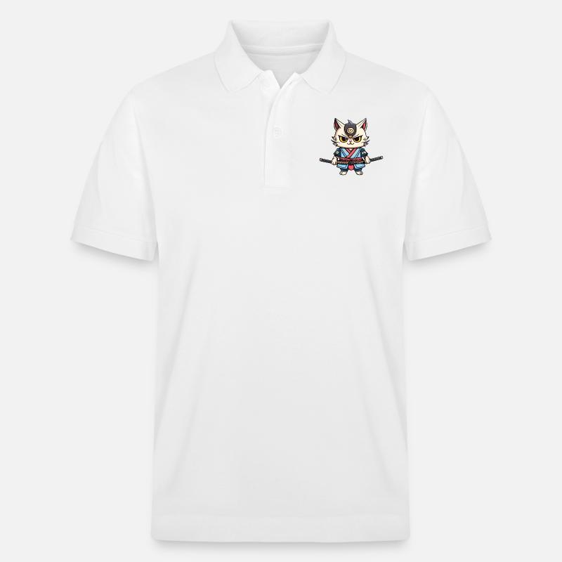 Chat samouraï #38 - Polo PREPSTER bio Stanley/Stella Unisexe - blanc
