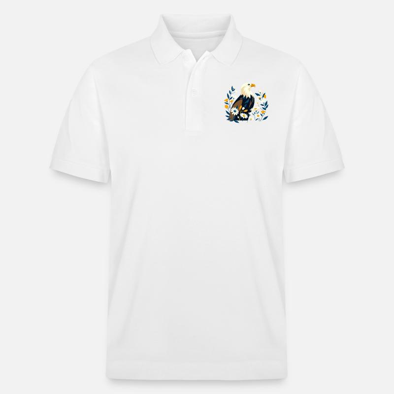 Aigle avec des fleurs - Polo PREPSTER bio Stanley/Stella Unisexe - blanc