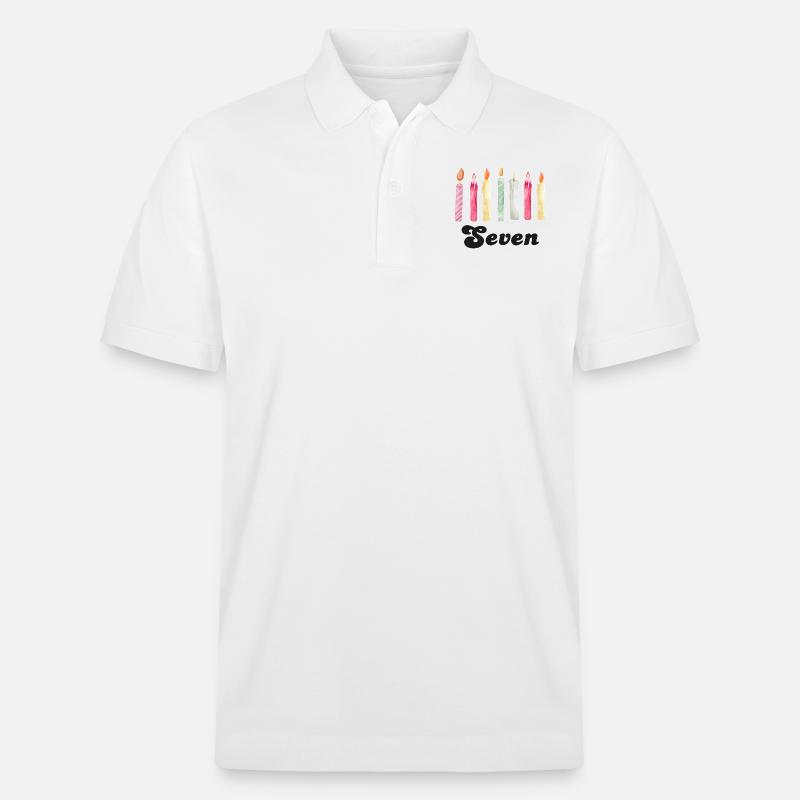 7e anniversaire bougie - Polo PREPSTER bio Stanley/Stella Unisexe - blanc