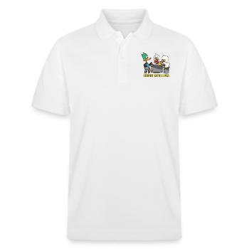 Poker enten star - Stanley/Stella Unisex Bio-Poloshirt PREPSTER - Weiß - Vorne - Roxy (174cm) & Andy (188cm)