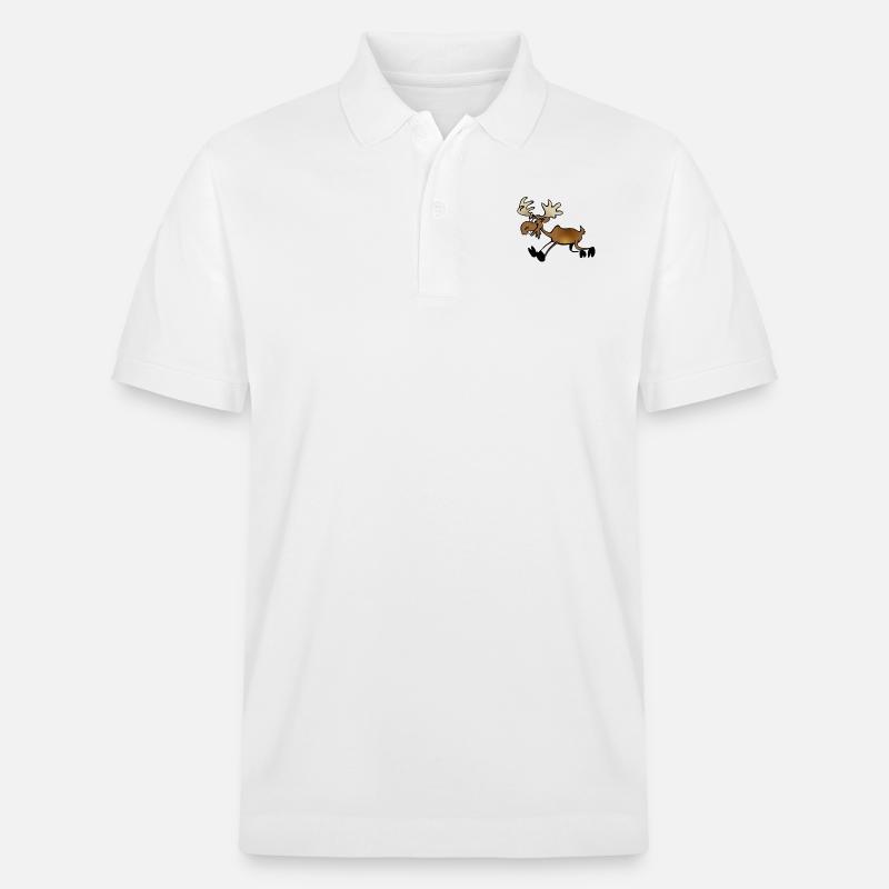 Elch rennt - Stanley/Stella Unisex Bio-Poloshirt PREPSTER - Weiß