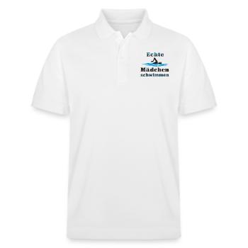Echte Mädchen schwimmen - Stanley/Stella Unisex Bio-Poloshirt PREPSTER - Weiß - Vorne - Roxy (174cm) & Andy (188cm)