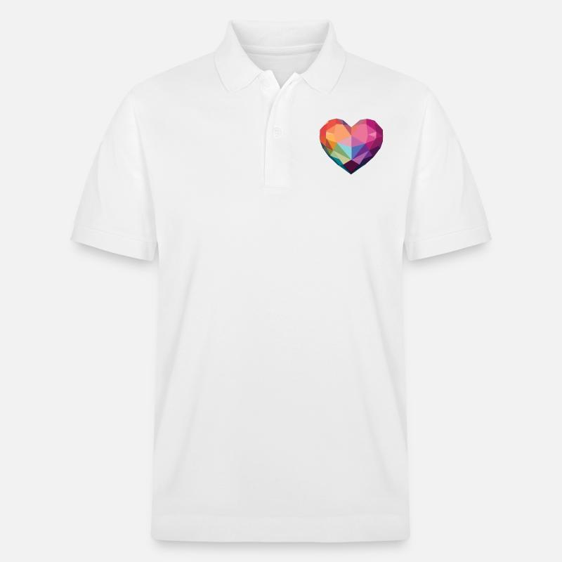 Liebe - Low Poly Herz - Stanley/Stella Unisex Bio-Poloshirt PREPSTER - Weiß