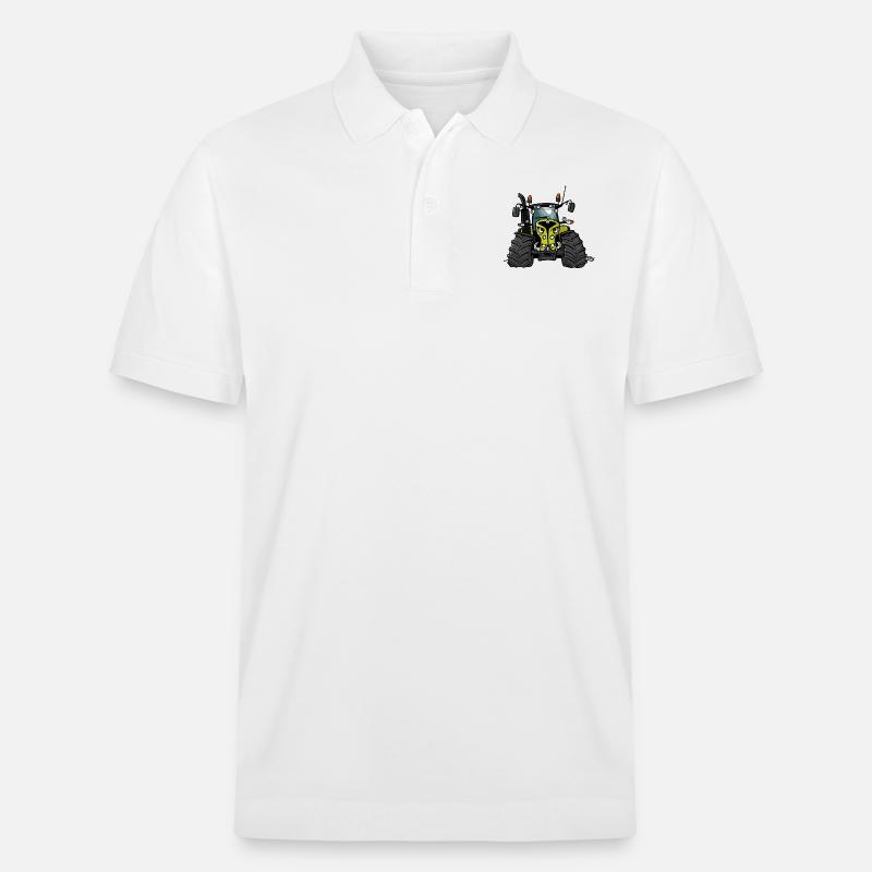 0300 tracteur vert clair - Polo PREPSTER bio Stanley/Stella Unisexe - blanc