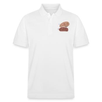 "Fennek", Boho Line Art Design, Serie "Desert" - Stanley/Stella Unisex Bio-Poloshirt PREPSTER - Weiß - Vorne - Roxy (174cm) & Andy (188cm)