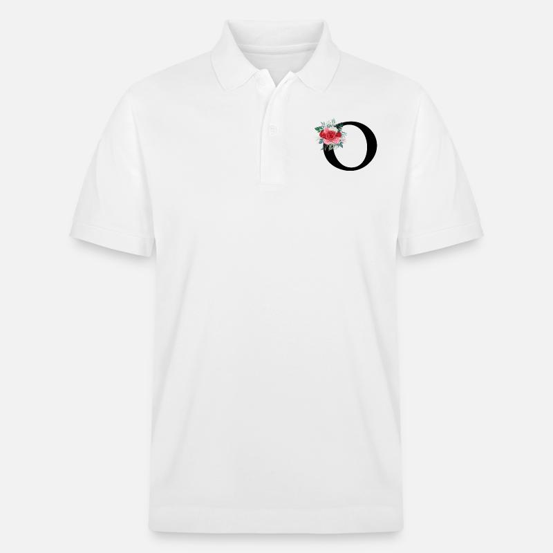 Roter Blumenbuchstabe O - Stanley/Stella Unisex Bio-Poloshirt PREPSTER - Weiß
