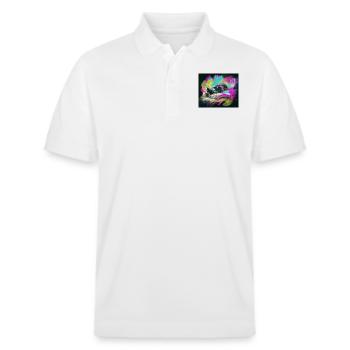 Explosion de couleur optimisme abstrait œil coloré - Polo PREPSTER bio Stanley/Stella Unisexe - blanc - Devant - Roxy (174cm) & Andy (188cm)