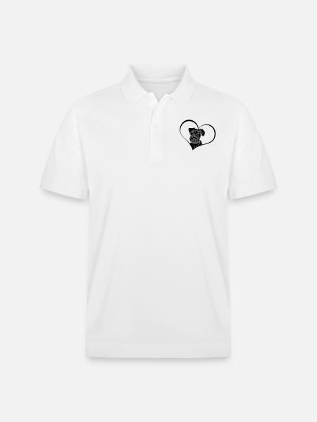Mittelschnauzer im Herz - Stanley/Stella Unisex Bio-Poloshirt PREPSTER - Weiß