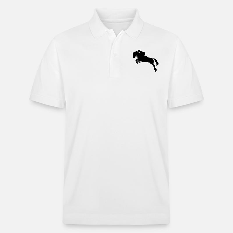 Springreiten Pferd - Stanley/Stella Unisex Bio-Poloshirt PREPSTER - Weiß